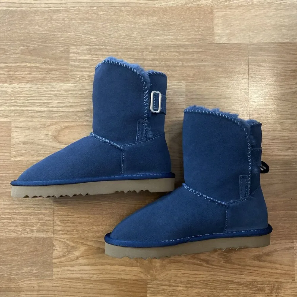 Style & Co Teenyy Suede Winter Booties Blue Faux fur Lined Boots Size 5 New